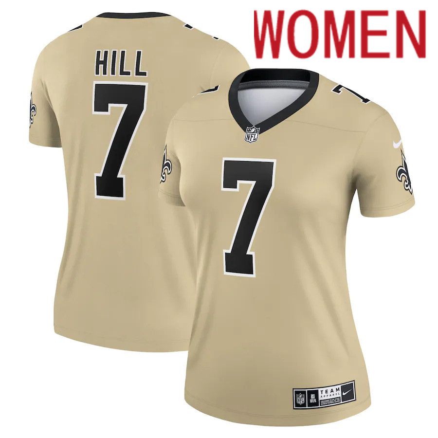 Cheap Women New Orleans Saints 7 Taysom Hill Nike Gold Inverted Legend NFL Jersey